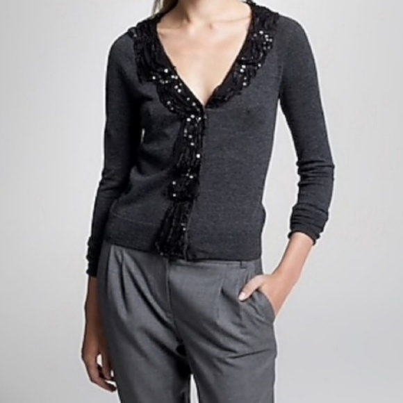 J.Crew Merino Wool Sequined Chiffon Cardigan NWT ♥ - Picture 1 of 7